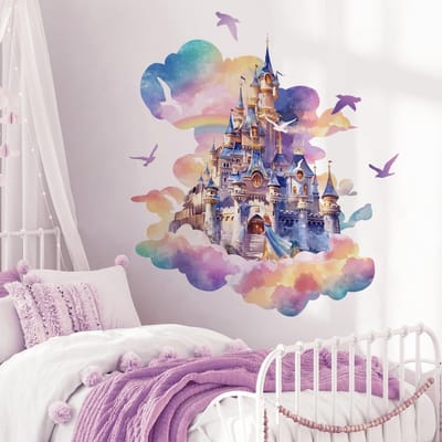 Dailygoods- Muursticker Kasteel Prinses - Muurstickers Kinderen - Muurstickers Slaapkamer - Muurdecoratie - Zelfklevend Vinyl - Verwijderbaar - Wanddecoratie