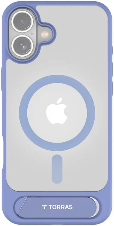 TORRAS Hoesje Geschikt voor Apple iPhone 16 - UPro Pstand - Compatibel met MagSafe - Uitklapbare Kickstand - Back Cover met Magneet - Blauw