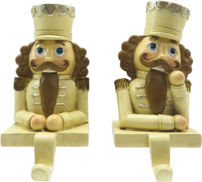 Clayre & Eef Haak Kerstsok Set van 2 Notenkraker 12 cm Beige Bruin Kunststof