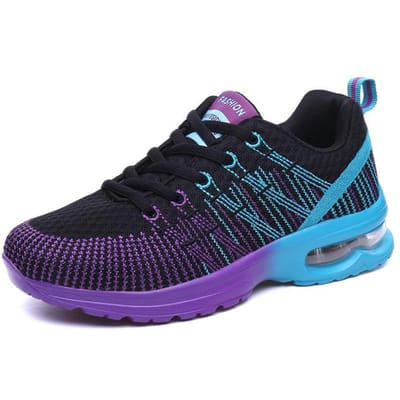 Chaussures Vulcanisées pour Femmes Tricot Mesh Coussin d'Air Baskets Décontractées Respirantes Élastiques Chaussures de Sport Plateforme Antidérapantes Chaussures de Running 41 noir