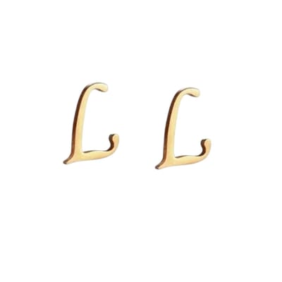 Aramat Jewels | Oorbellen | RVS letter L oorstekers goudkleurig | | | |7mm | Staal | Kinderen, Volwassenen | Verkleurd niet