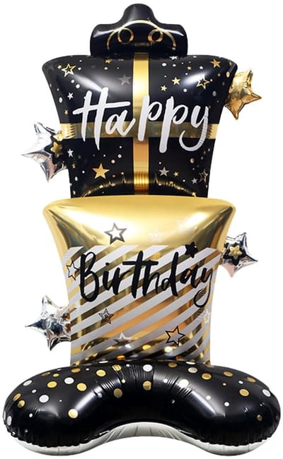 Dailygoods- Folieballonnen XXL - Verjaardag Ballonnen - Happy Birthday Ballon - Zwart/Goud - Heliumballonnen - Verjaardagsdecoratie - Dubbellaags Design - Verjaardagsballon