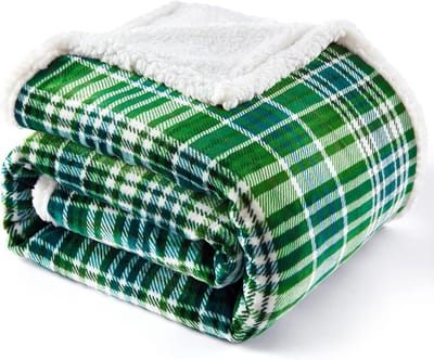 Luxe Sherpa Plaid Deken - Zacht Flanel & Fleece - Groen Geruit 150x180 cm