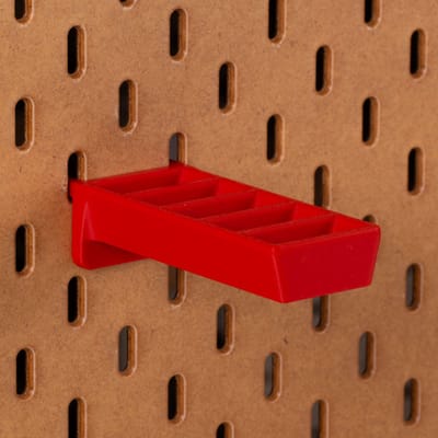 Houder voor vijf scharen of klein gereedschap - Voor Ikea Skadis pegboard - Rood