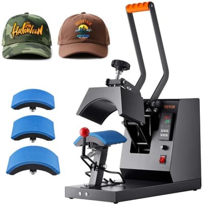 VEVOR Pettenpers, 4-in-1 Pettenpers, 15,2 x 7,6 cm Flip-Top Sublimatie Transfer, LCD Digitale Timer Temperatuurregeling met 4 Gebogen Verwarmingselementen (6 x 3 / 6,7 x 2,7 / 6,7 x 2,7 x 2,7 cm)