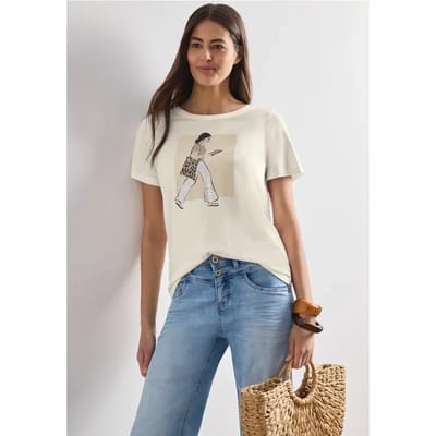 Shirt met ronde hals en frontprint