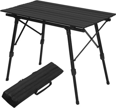 Opvouwbare campingtafel - Lichtgewicht tafel - Outdoor bijeenkomsten - Aluminium constructie - 120 x 685 cm - Zwart