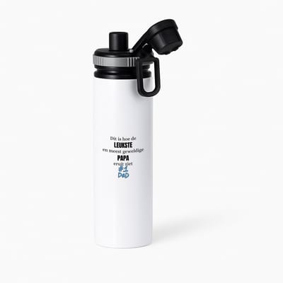 Hacebo® - Dit is hoe de leukste en meest geweldige papa eruit ziet waterfles met draaidop grijs - Vader - papa - Vaderdag - cadeau - verjaardag - Opa - water fles - 850ML