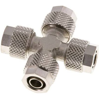8x6 Vernikkeld Messing Kruis-Opsteekkoppeling