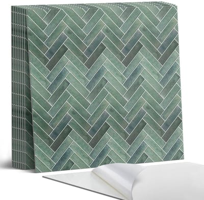 Coloray Plaktegels - 3D visgraatpatroon Portugese Tegels - 30 cm x 30 cm - Groente Plaktegels - 9 stuks - Vierkant PVC Tegels - Plaktegels Keuken - Zelfklevende Vloertegels - Vinyl Tegels Zelfklevend - Zelfklevende Tegels