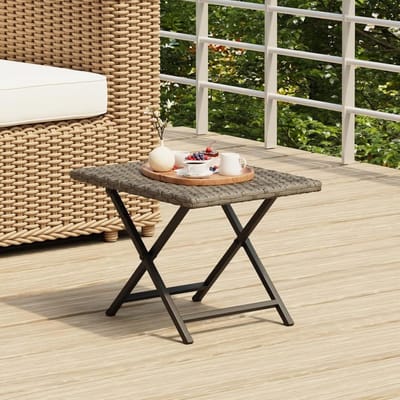 Inklapbare Balkon- en Campingtafel Polyrotan Grijs 45x35x32 cm