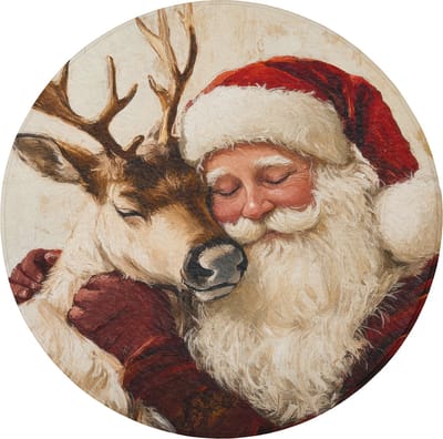 Badmat rond 70x70 cm - Antislip - Kerstman - Rendier - Kerst - Christmas - Badmatten voor badkamer - Badkamermat - Douchemat - Ronde badkamer mat