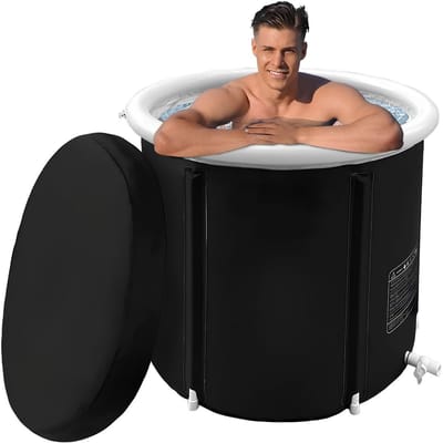 SP® Ijsbad - 402L Capaciteit - Opblaasbaar Zitbad - Ice Bath - Zwart - 80cm x 80cm x 80cm