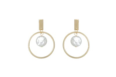 Emilie collection - oorbellen - oorhangers - parel - goudkleurig