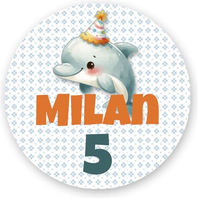 25x Traktatiestickers - Dolfijn - met naam en leeftijd - Gepersonaliseerd - Sluitstickers - Kinderfeest Traktatie - Uitdelen - Uitdeeltraktatie - Traktatiestickers Pimp Studio