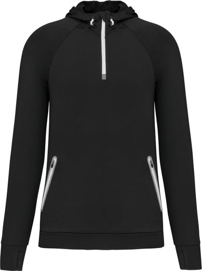 PROACT® Unisex sportsweater Met Capuchon En Halsrits PA360 - Black - XS