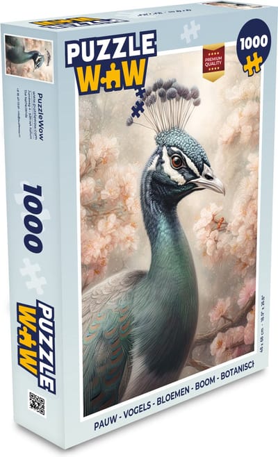 Puzzel Pauw - Vogels - Bloemen - Boom - Botanisch - Legpuzzel - Puzzel 1000 stukjes volwassenen