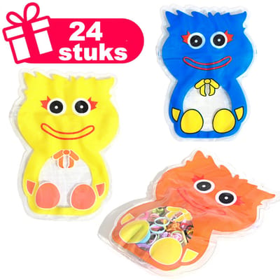 Decopatent - 24 Stuks Traktatie Uitdeelzakjes - Model: Vrolijke Monsters - Snoepzakjes Kinderfeestje met Clipsluiting - Snoep / Traktatie zakjes - Mix Kleuren