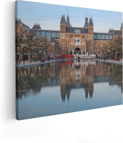 Artaza Canvas Schilderij Amsterdam - 100x80 cm - Groot - Wanddecoratie Rijksmuseum - Muurdecoratie I Amsterdam - Schilderijen Op Canvas Stad