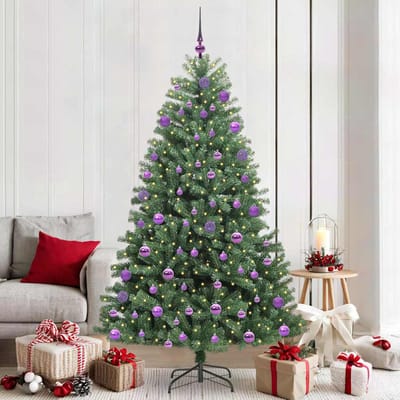vidaXL - Kunstmatige - Hinged - Kerstboom - Groen - 210 - cm - PVC - en - Metalen