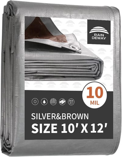Waterdichte Zware Kwaliteit Presenning 3x3.6 Meter (10x12ft) met Ringetjes voor Buiten & Bouw