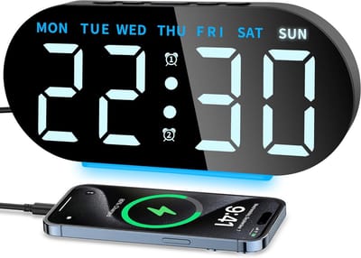 Digitale Wekker met Groot LED-Display en Dual Alarm - Regelbare Helderheid Nachtlampje USB-poort