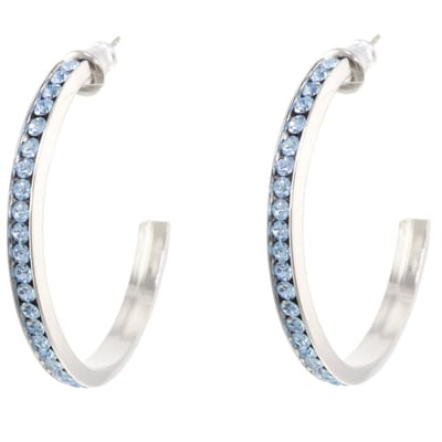 Behave – Oorringen – Zilverkleurig Blauw Aqua Kristal – 3,5 cm – Trendy – Elegant