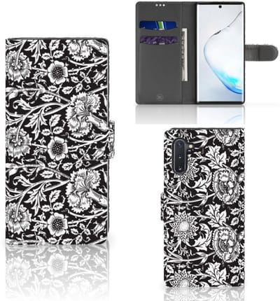 Samsung Galaxy Note 10 Hoesje Black Flowers