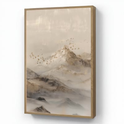 Wandlamp 60x90 cm - Oplaadbaar - Berglandschap - Mist - Penseelstreken - Wandlampen binnen woonkamer - Slaapkamer lamp - Decoratieve nachtlamp - Vloerlamp draadloos