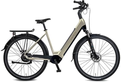 Rabeneick Comfort elektrische Stadtfiets 28 inch, elektrische fiets, stadsfiets, middenmotor 75 Nm, pedelec met 36V 14,5Ah accu, 522Wh, maximaal 150 km bereik champagnegoud