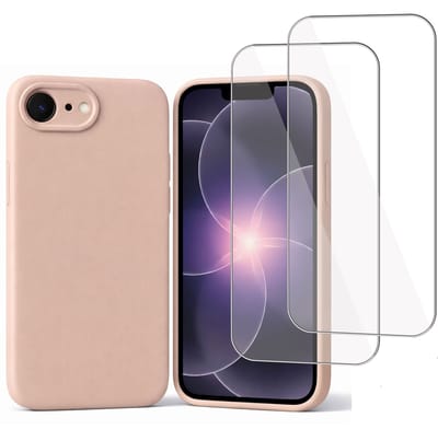 ChiGuard Hoesje & 2x Screenprotector geschikt voor iPhone 17e – Gehard Glas Cover - Case - Roze