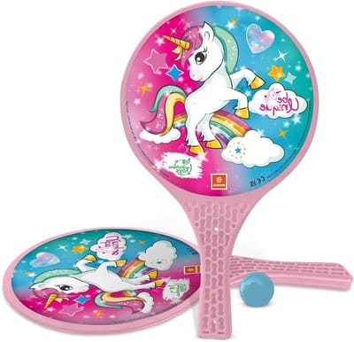 Unicorn Glitter Strandspel - 2 rackets van kunststof/rubberen bal voor kinderen en volwassenen - 15040