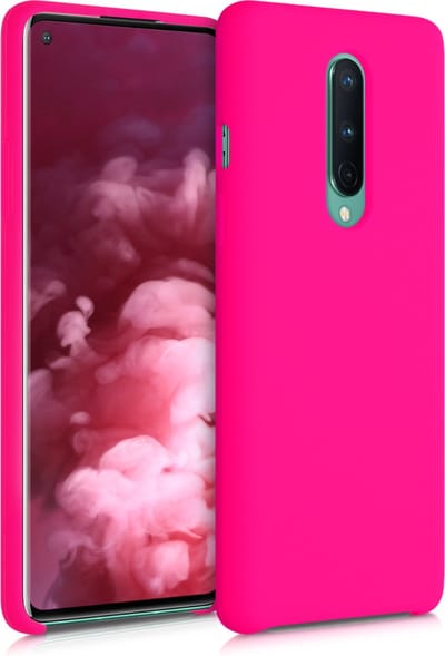 kwmobile telefoonhoesje geschikt voor OnePlus 8 (2020) - Hoesje met siliconen coating - Smartphone case in neon roze
