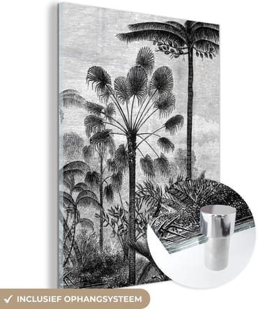 MuchoWow® Glasschilderij 120x160 cm - Schilderij acrylglas - Design - Bomen - Natuur - Planten - Botanisch - Foto op glas - Schilderijen