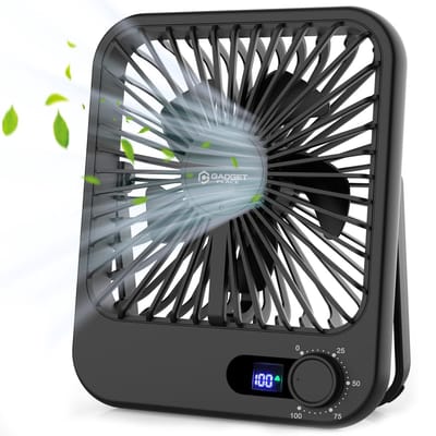 Gadgetplace Tafelventilator Draadloos - Windsnelheid Verstelbaar - Batterij Indicatie - Mini USB ventilator - Bureau ventilator - Hand Fan