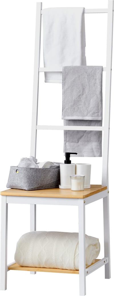 Dressboy Juuka bamboe 133x40x42 cm wit en houtkleurig