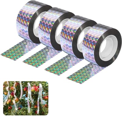 Set van 4 Dubbelzijdige Vogelwerende Tapes van 80 m x 2,2 cm voor Bescherming van Huizen, Tuinen en Binnenplaatsen