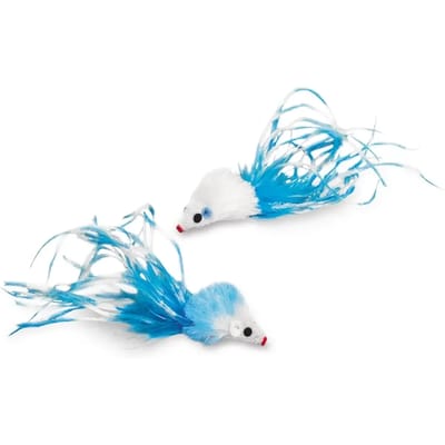 Pluche kattenspeeltje muis met veer, kattenkruid Nobby Pet