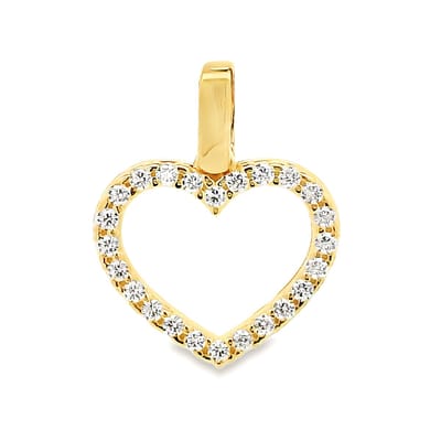Juwelier Zwartevalk - 14 karaat gouden hart hanger met zirkonia - 14.302
