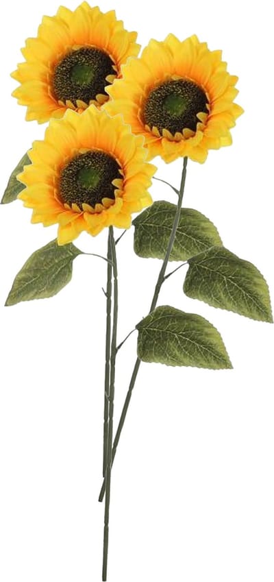 Mica Kunstbloem Zonnebloem tak - 3x - 72 cm - geel - kunst zijdebloem - decoratie