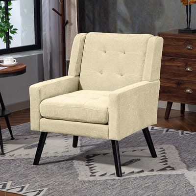 BLACKCOLORS Gestoffeerde fauteuil met suède bekleding – Moderne fauteuil in mid-century stijl met kussen van schuim met hoge dichtheid en massief houten poten voor kleine ruimtes: woonkamer, slaapkamer, kantoor
