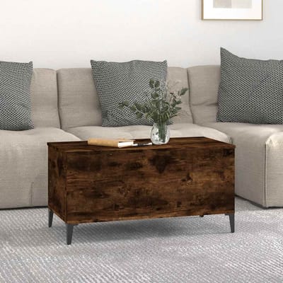 vidaXL - Salontafel - 90x44,5x45 - cm - bewerkt - hout - gerookt - eikenkleurig
