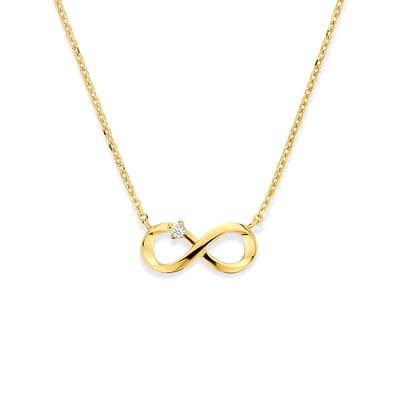 New Bling 9NBG-0806 14 Karaat Gouden Dames Ketting Infinity met Zirkonia - Verstelbaar 43-48 cm