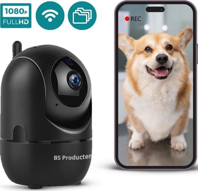 BS producten Beveiligingscamera - Huisdiercamera - WiFi - Full HD - Beweeg en geluidsdetectie - Petcam met app - Hondencamera - Bewakingscamera voor Binnen Indoor Camera - Zwart