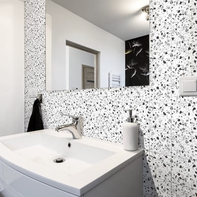 Zelfklevende tegelmuurstickers voor keuken en badkamer - 24 terrazzo tegelstickers - 24 stickers, 15x15cm
