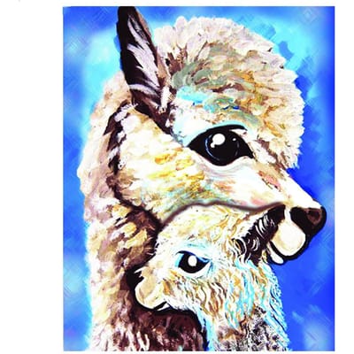 Dierlijke Alpaca Diamant Schilderij Ronde Afbeelding van Strass Volledige Boor Diamant Borduurwerk 20X30CM black