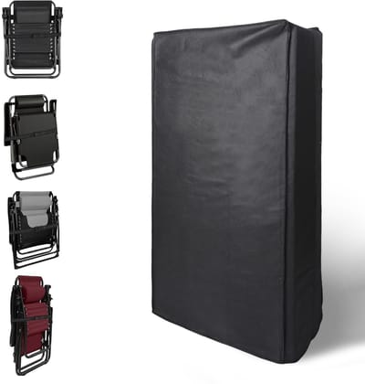Beschermhoes voor klapstoelen, 52 cm x 33 cm x 102 cm, beschermende hoes, ligstoel, anti-zwaartekracht, anti-uv, stofdicht, beschermhoes voor tuinstoelen, zwart