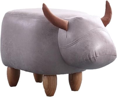 Dieren Voetenbankje - Poef Kruk - Ontspannen Zitten - Zachte Bekleding - 62 x 33 x 34 cm - Grijs