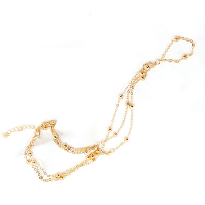 Eenvoudige Koperen Metalen Kralen Ketting Enkelband Verbindings Voet Vinger Armband Blote Voeten Enkelbandjes voor Vrouwen Strand Creatieve Sieraden goud