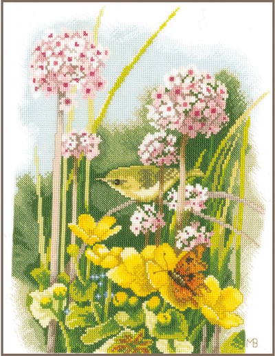 Lanarte Borduurpakket - Borduurset - Borduurpakket volwassenen - Telpakket kit - 27 x 34cm - Vogeltje - Marjolein Bastin - PN-0144526